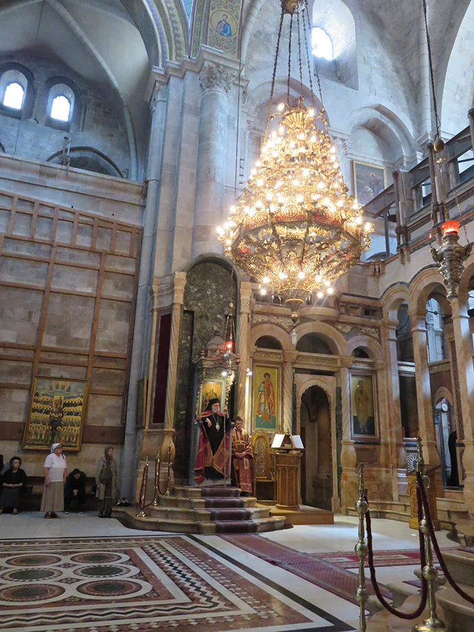 The bishop's throne in the main church of the Church of the Holy Sepulchre