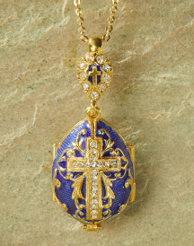 Virgin Mary egg pendant, blue