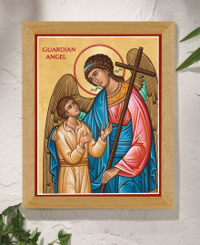 Guardian Angel with Child Original Icon 14" tall