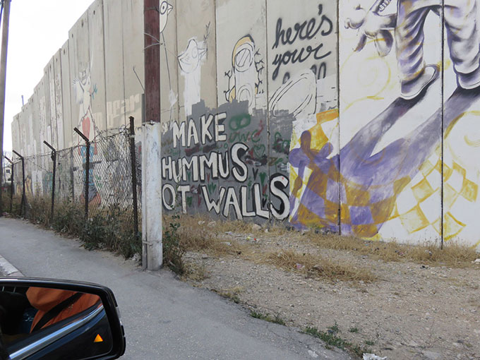 Graffiti on the separation wall between Palestinian Bethlehem and Israeli territory