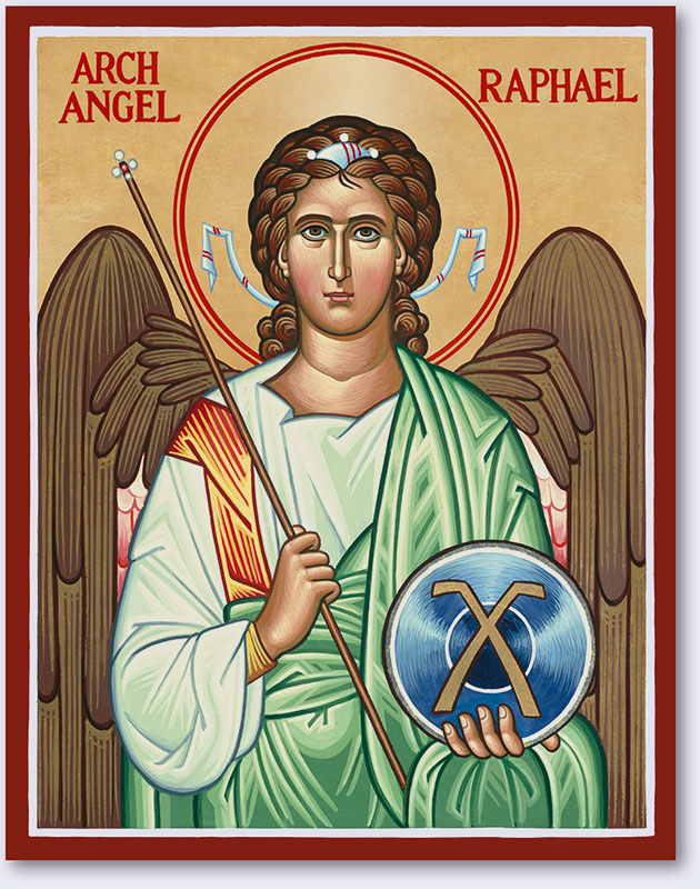 Ikone Erzengel Rafael Handgemachte Icon Archangel Raphael Ikonen Icoon Icona