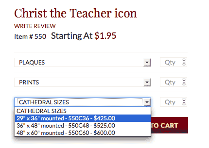 ordering cathedral size icons