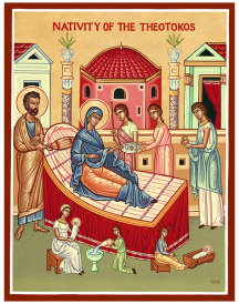 Nativity Of Mary Original Icon 14" tall