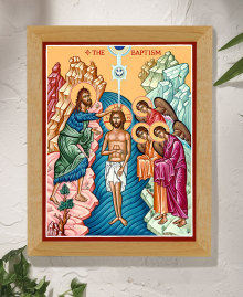 Baptism Of Christ Original Icon 20" tall