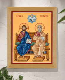 Holy Trinity Original Icon 20" tall - Father Son and Holy Spirit