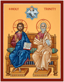 Holy Trinity Original Icon 20" tall - Father Son and Holy Spirit