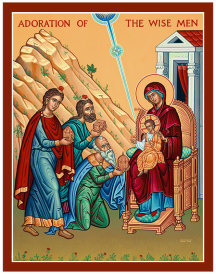 Adoration of the Wise Men Original Icon 20" tall