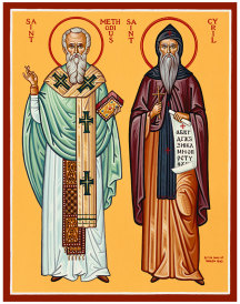 Ss Cyril and Methodius Original Icon 14" tall SOLD