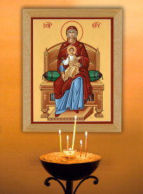 Virgin Enthroned Chapel Size Original Icon 30" tall SOLD