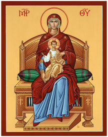 Virgin Enthroned Chapel Size Original Icon 30" tall SOLD