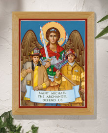 St Michael Protector of Fireman Original Icon 20" tall