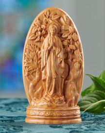 Our Lady of Lourdes and Crucifix Two-Sided Figurine