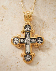 Byzantine Style Gold Two-Sided Crucifix